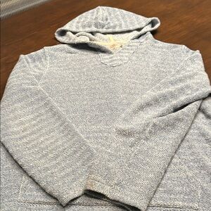 Faherty Light Blue Herringbone Hoodie Sweater